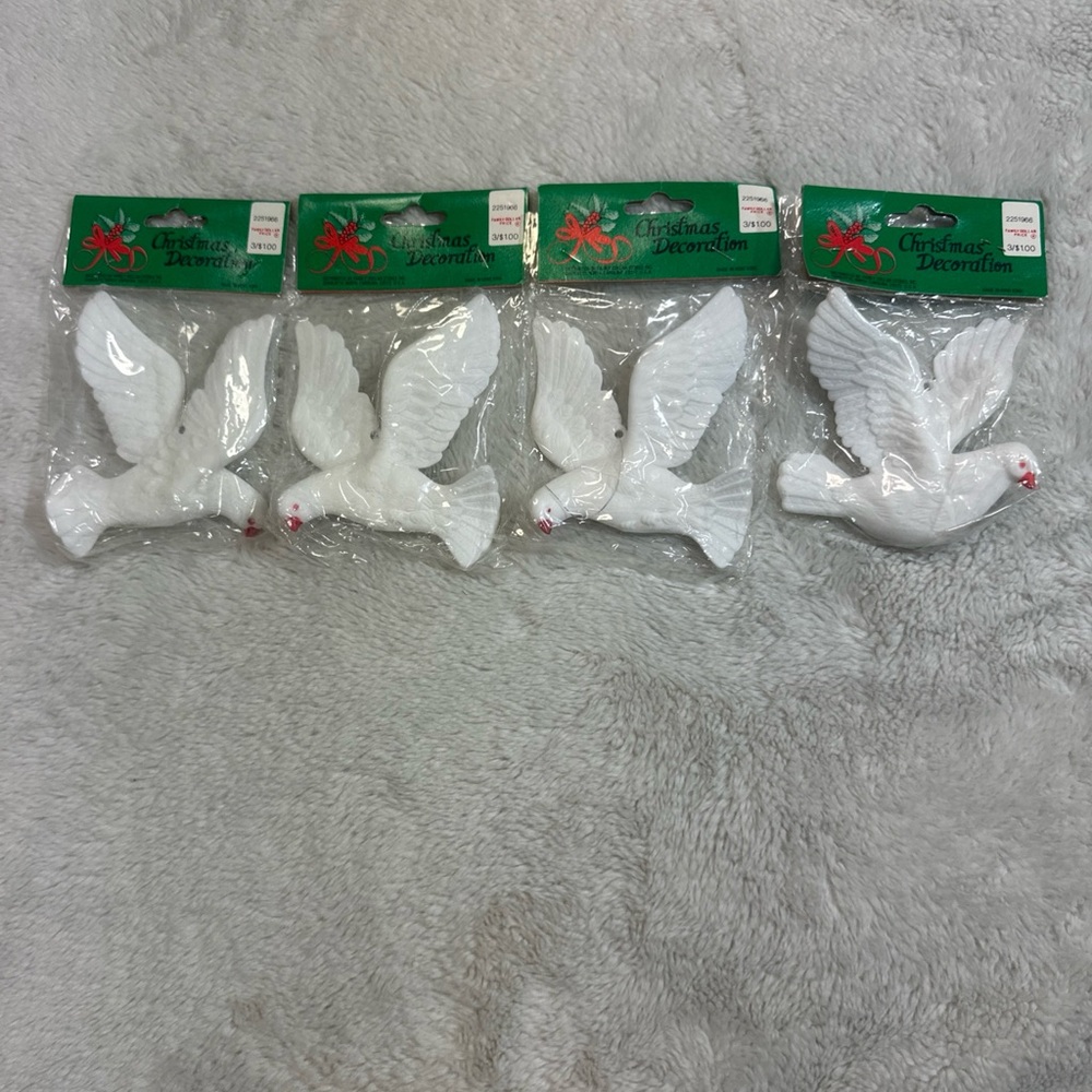 White Christmas Dove Ornaments
